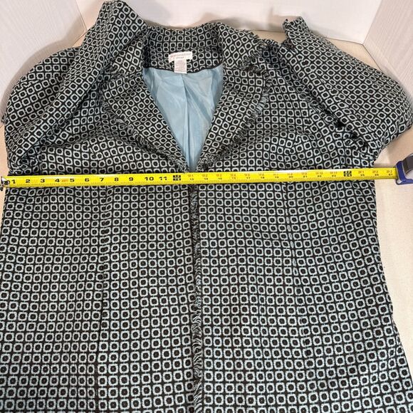 Worthington Woman Brown & Turquoise Open Fringe Coat Pockets Lined Size 22W - Picture 5 of 11